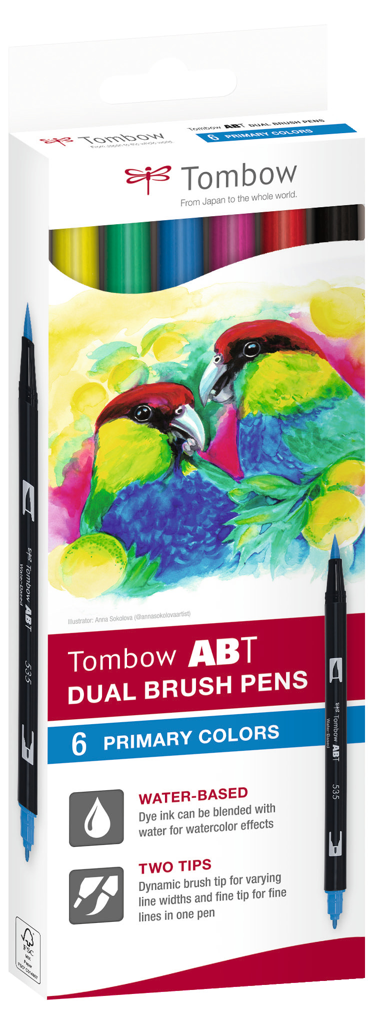 Tombow ABT Dual Brush estuche 6 rotuladores colores pastel - Tombow ABT  Dual Brush estuche 6 rotuladores colores pastel