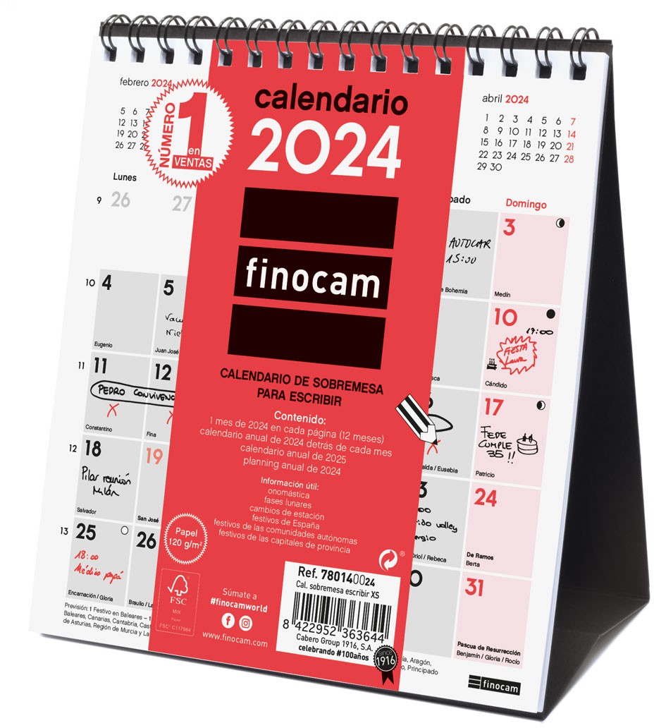 Calendario Neutro con Imán Escribir 2024 XS-140x150 Mes Vista FINOCAM